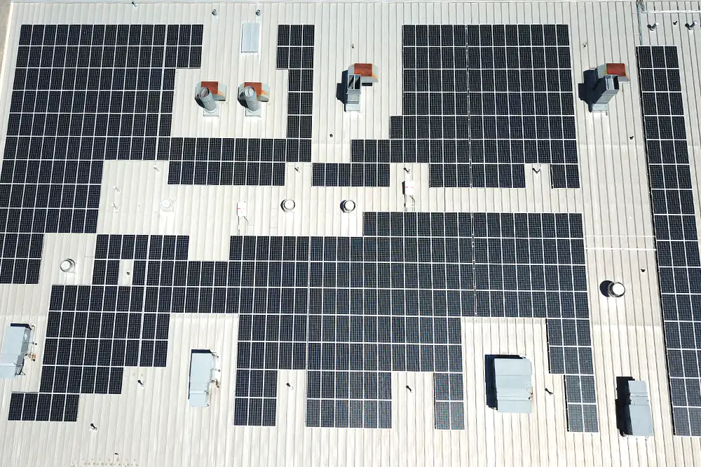 Drone view of the solar panels installation at Manheim Chicago 2019