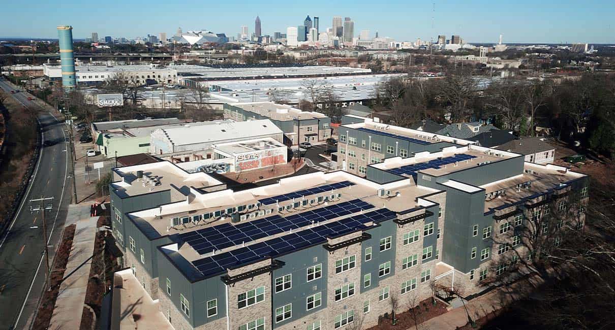 Solar panels on a building in Atlanta